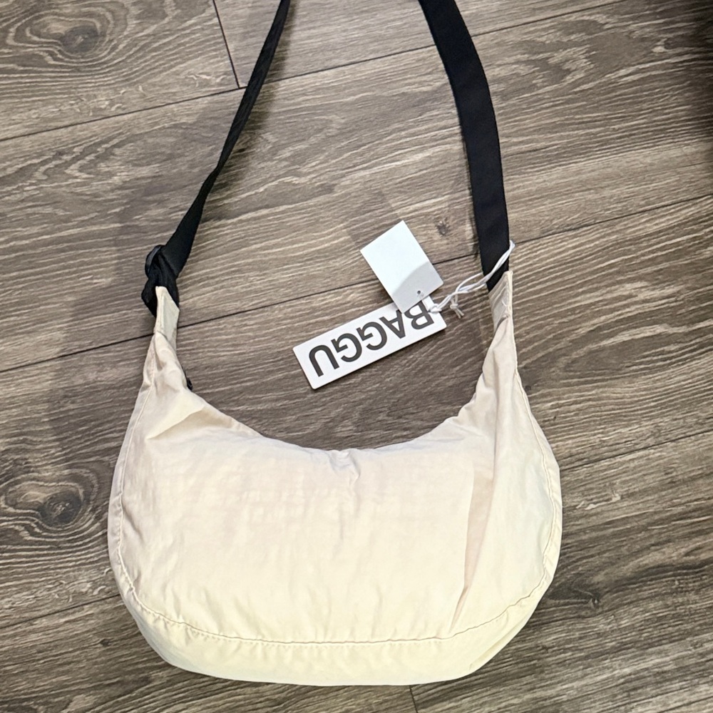 Medium Crescent Nylon Shoulder Bag with adjustable strap